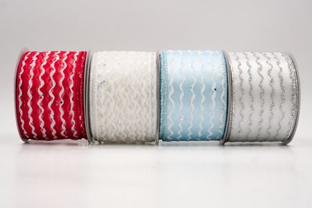 Glitter Vertical Wavy Stripe Wired Ribbon - Glitter Vertical Wavy Stripe Wired Ribbon